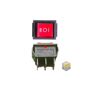 INTRERUPATOR SIMPLU CU BEC ON-OFF-ON 6 PINI ROSU