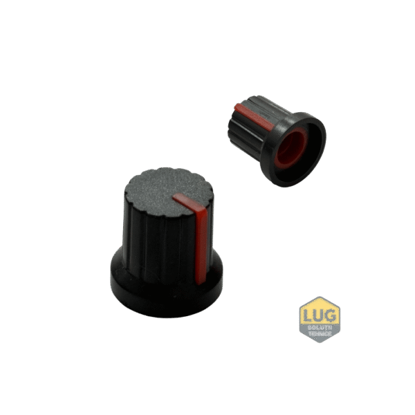 BUTON POTENTIOMETRU DIN PLASTIC CU DUNGA ROSIE